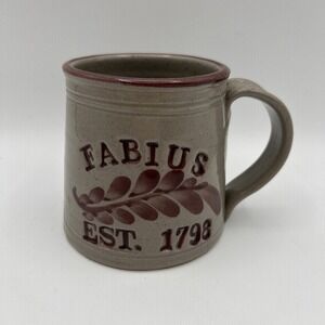 Westerwald Pottery Fabius Mug 12oz Gray Red Handmade Stoneware Rustic USA Signed